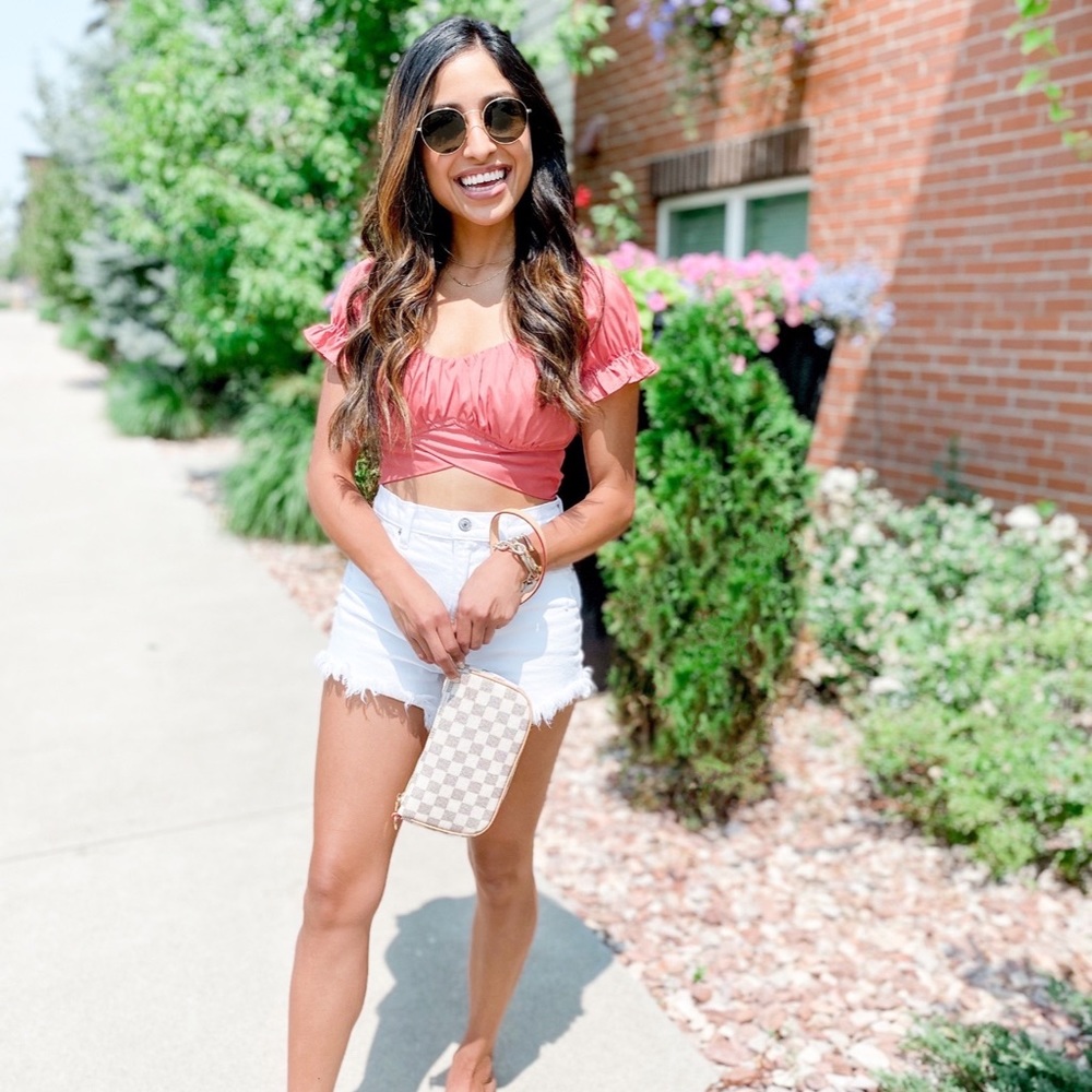 summer crop top in dark pink